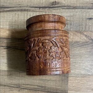 Hand Carved Wooden Candle Holder India